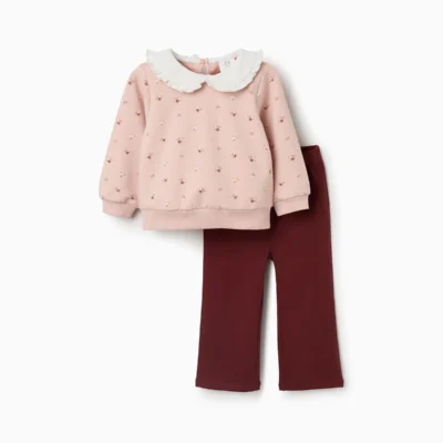 Conjunto flowers borgoña